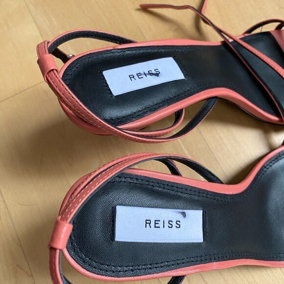 Reiss "Bali" leather strappy coral heels - Picture 7 of 8